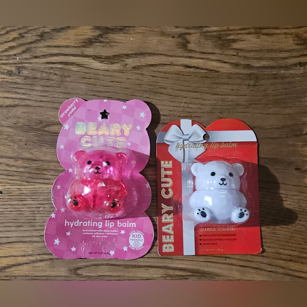 Just 4 Girls Beary Cute Hydrating Bear Lip Balm - Strawberry & Vanilla BNIB